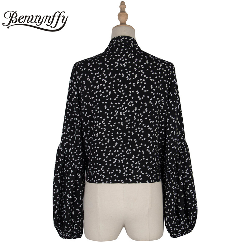 Casual Print Knot Hem Button Up Shirt Women Autumn Lapel Long Sleeve Female Blouses Fashion Streetwear Short Tops 210510