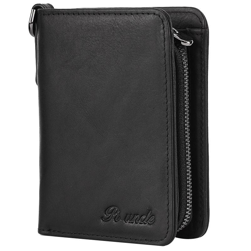 Wallets PI UNCLE Card Holder Ladies Leather Clutch Bag Men Short Wallet Multi-Card ID Anti-Theft Brush Fashion Case