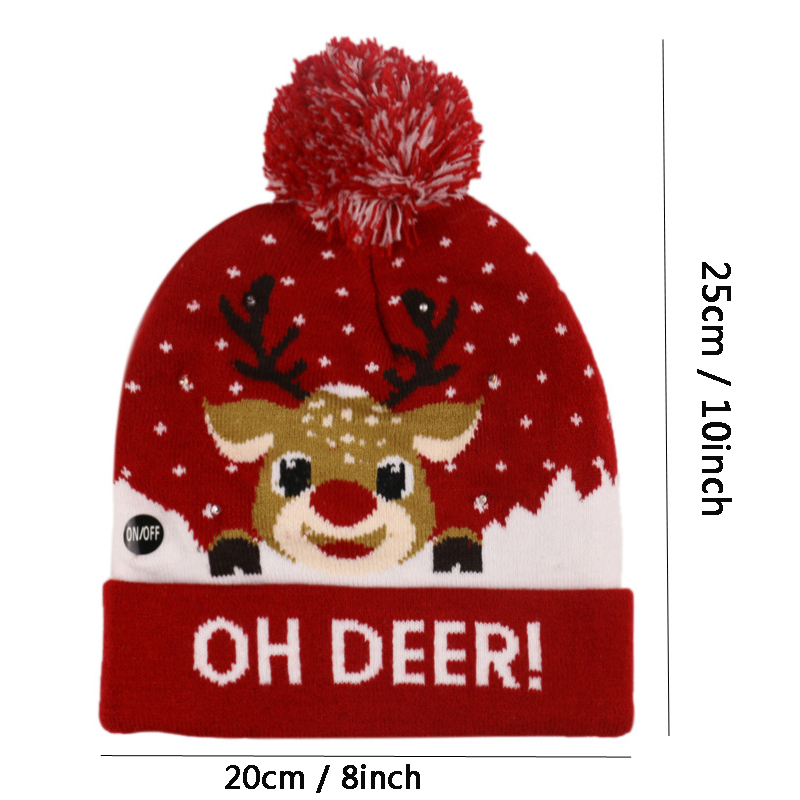 15 Styles LED Christmas Knitted Xmas Party Light Up Beanie Hat Santa Claus Elk Snowman Print Winter Warm Pom Hats Cap DBC VT1217 Free shipping