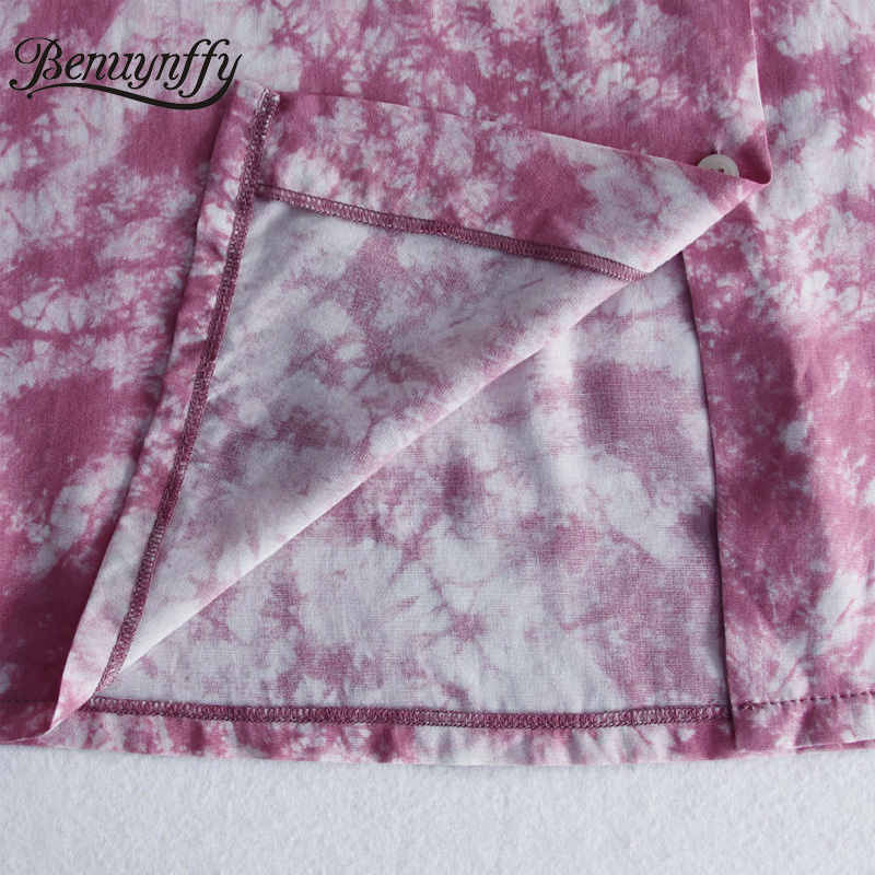 Turn-down Collar Pocket Tie Dye Short Sleeve Shirt Women Summer Tops Fashion Street Style Button Up Casual Shirts 210510