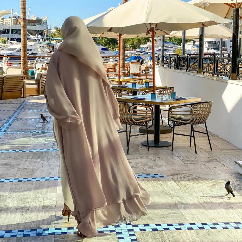 Solid Open Abaya Kimono Dubai Turkey Kaftan Muslim Cardigan Abayas Dresses For Women Casual Robe Femme Caftan Islam Clothing Ethnic