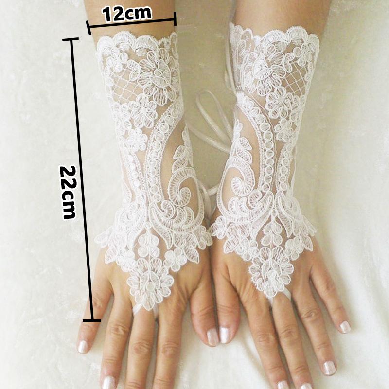 Five Fingers Gloves White Wedding Ivory Black Lace Bridal Girl Party Fingerless Glove Ladies Flower Guantes Accessories
