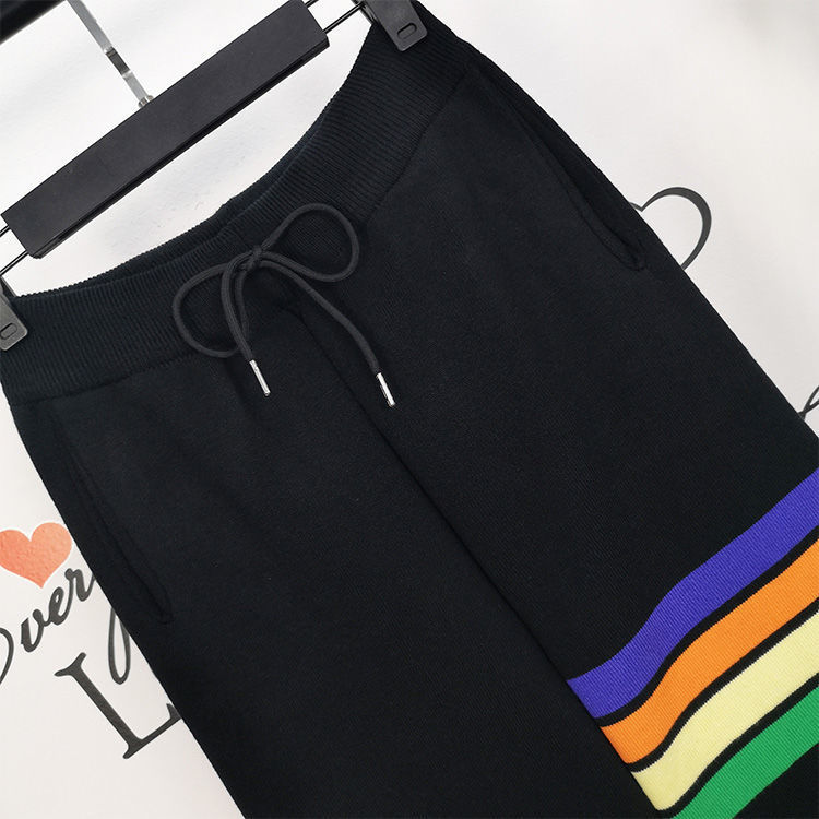 Nomikuma Winter Thick Causal Knitted Harem Pants Lace Up Waist Women Trousers Korean Colourful Striped Sweater Pants 6D619 210427
