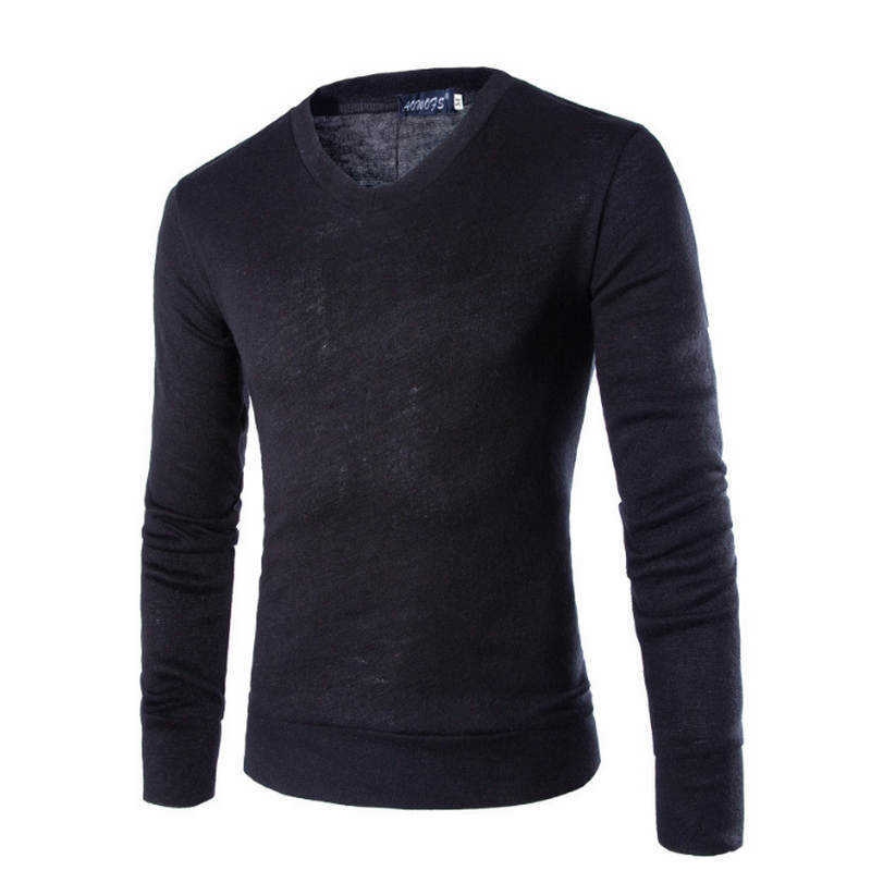 Varsanol Cotton Sweater Men Long Sleeve Pullovers Outwear Man V-Neck sweaters Tops Loose Solid Fit Knitting Clothing 7Colors 210818