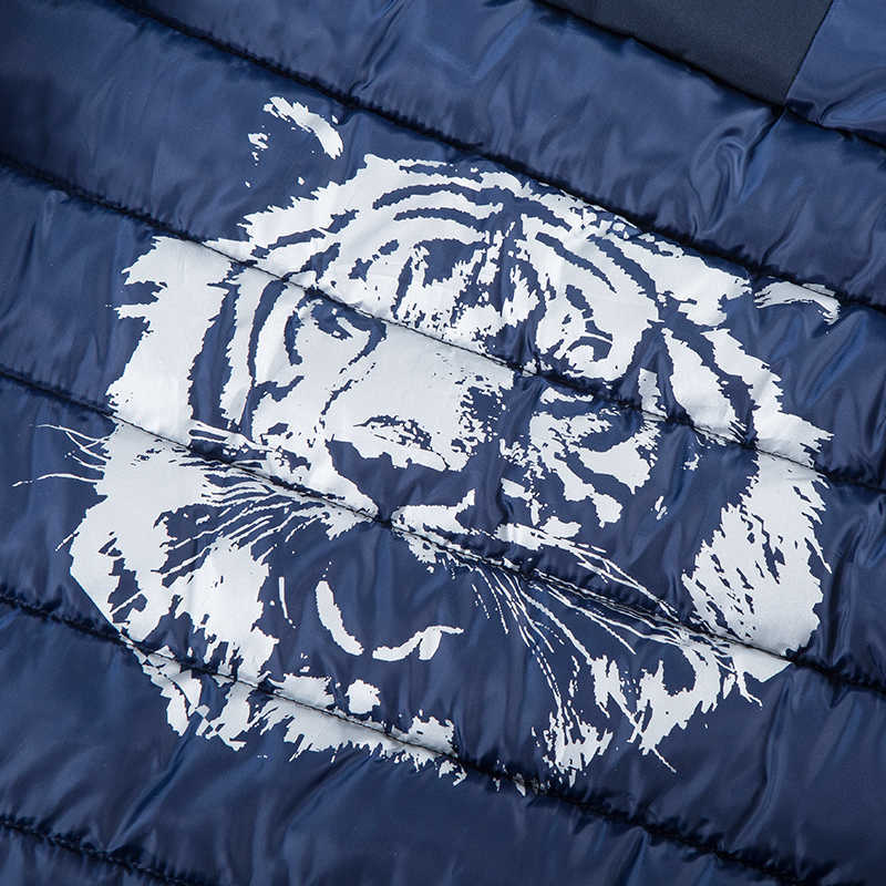 TIGER FORCE Men's winter jacket Medium-long Hooded Jackets Thick dark blue Sports Casual outdoor Parka man coat 70769 210818