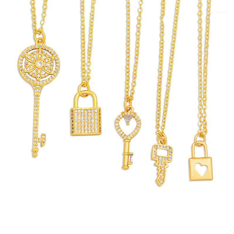 Cute Lock And Key Chain Necklace Gift Love Couple Jewelry CZ Stone Golden Small Pendant Neck Decoration Collier Long Femme Chains
Cute Lock And Key Chain Necklace Gift Love Couple Jewelry CZ Stone Golden Small Pendant Neck Decoration Collier Long Femme Chains