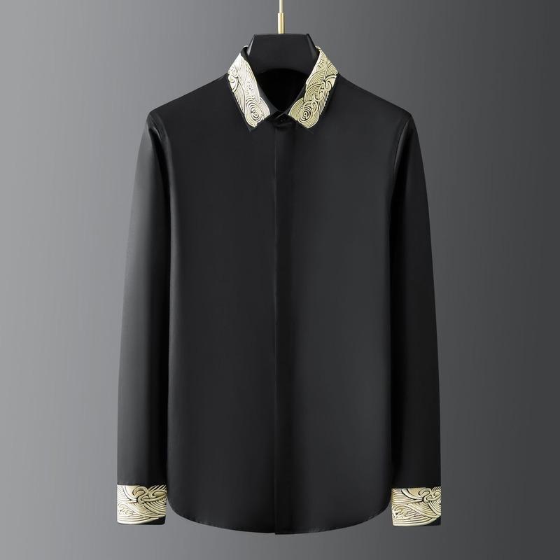 Men's Casual Shirts Luxury Embroidery Men Autumn Long Sleeve Social Party Tuxedo Male Business Dress Shirt Vintage Streetwear Camisas, Gold embroidery
Men's Casual Shirts Luxury Embroidery Men Autumn Long Sleeve Social Party Tuxedo Male Business Dress Shirt Vintage Streetwear Camisas, Gold embroidery