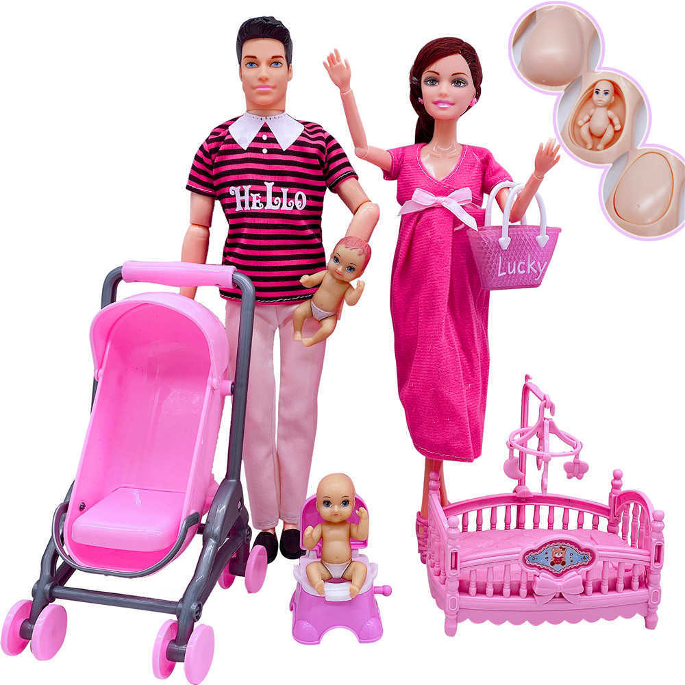 Fashionable 6 happy family 11.5" pregnant Barbies doll + stroller/baby crib/small baby bottle children's toy accessories gift
Fashionable 6 happy family 11.5" pregnant Barbies doll + stroller/baby crib/small baby bottle children's toy accessories gift