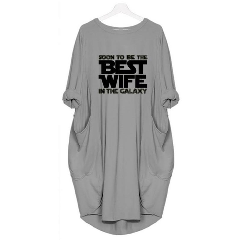 New Arrival For Women Best Wife In The Galaxy Pocket Tshirt Tops Harajuku T-Shirt Female Streetwear 210406