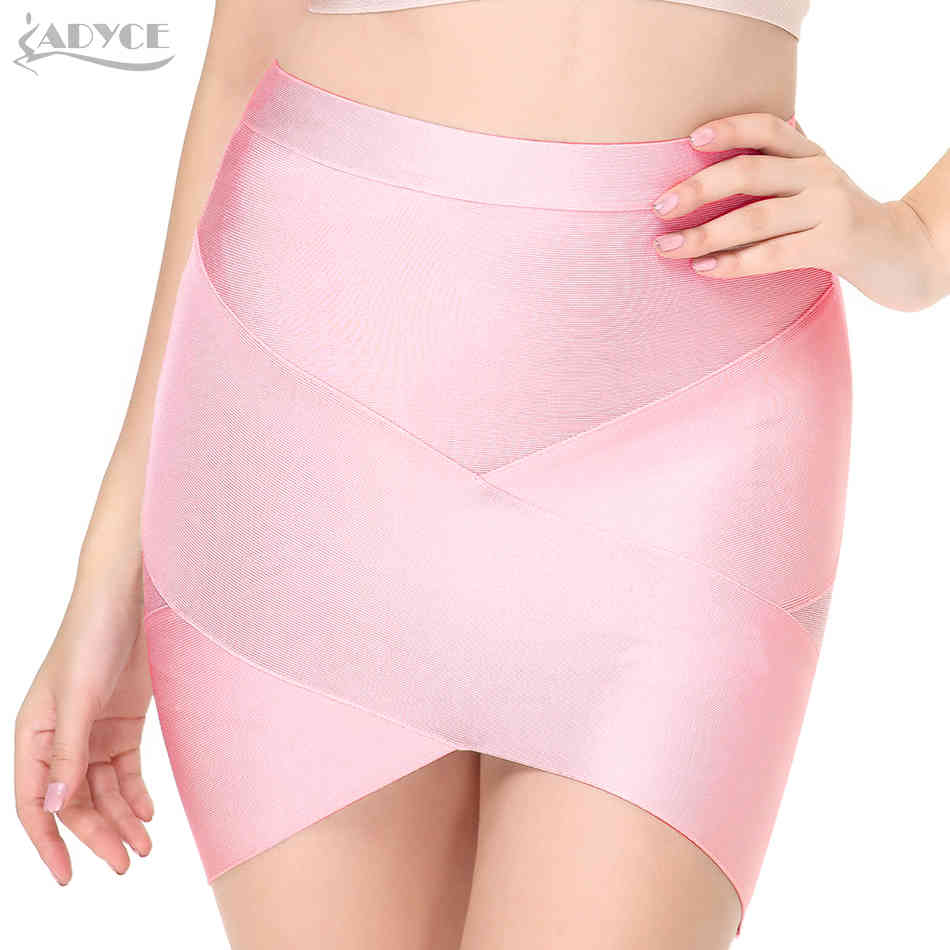 Summer Sexy Bodycon Slim Stretch Pencil Bandage Skirts Nude Pink Celebrity Evening Party Skirt 210423