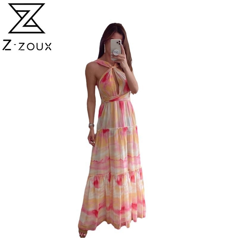 Women Dress Sleeveless V-neck Bandage Sexy Dresses Hollow Out Plus Size Long Bohemian For 210513