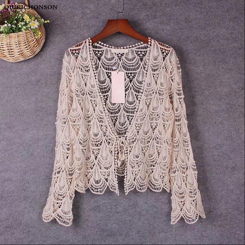 Spring Summer Women Shirt Hollow Out Phoenix Flower Crochet Lace Cardigan Seven Sleeve Bohemian Crop Tops Ladies Blouses femme, Beige
Spring Summer Women Shirt Hollow Out Phoenix Flower Crochet Lace Cardigan Seven Sleeve Bohemian Crop Tops Ladies Blouses femme, Beige