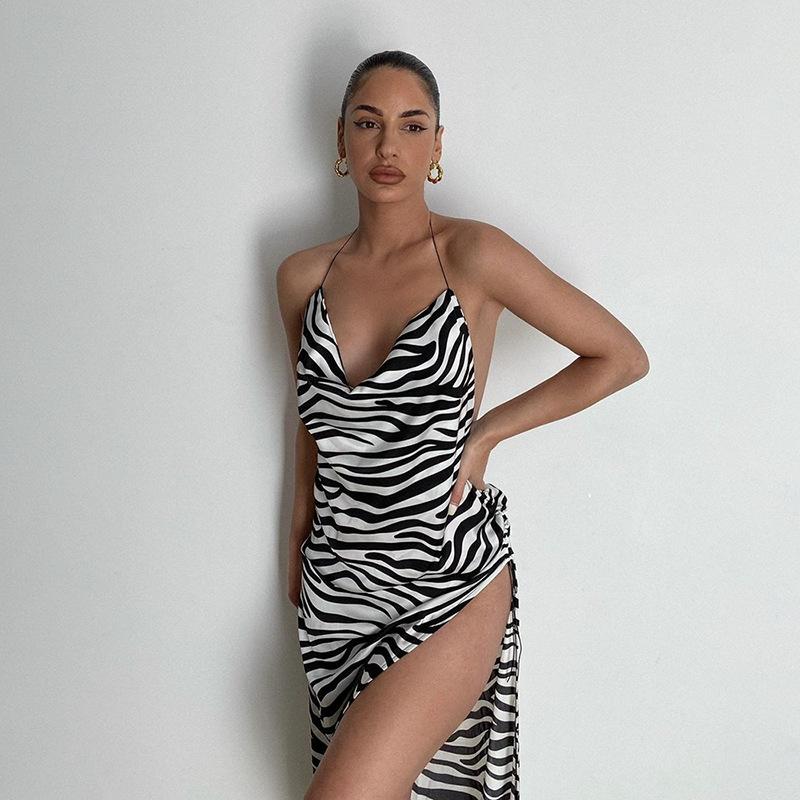 Casual Dresses Zebra Pattern And White Satin Dress Backless Spaghetti Strap A Line Party Elegant Female Summer 2021, Black dress
Casual Dresses Zebra Pattern And White Satin Dress Backless Spaghetti Strap A Line Party Elegant Female Summer 2021, Black dress