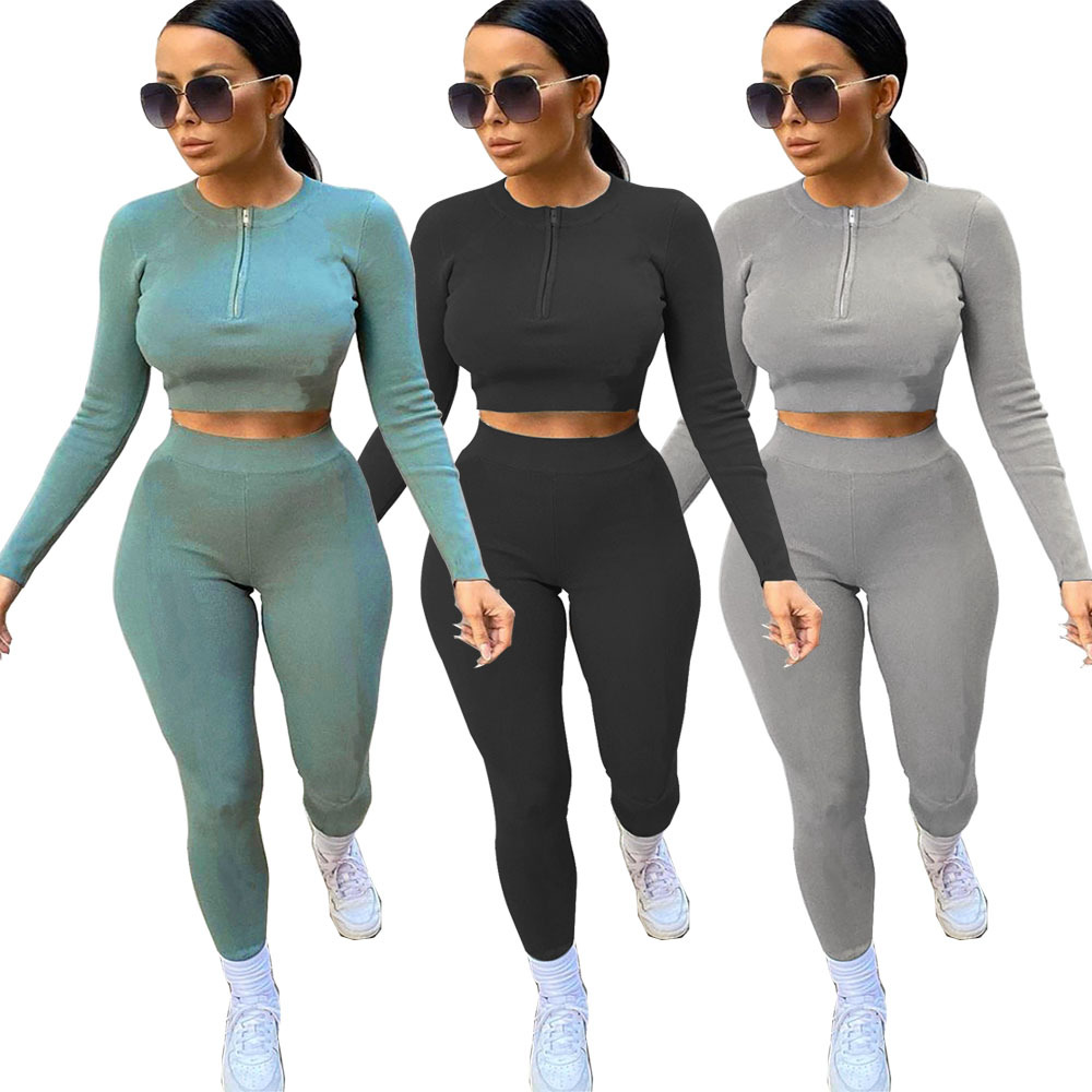Yoga Suit Sports Set Gym Clothing Fitness Women Long Sleeve Zipper Ribbed Crop Top High Waist Legging Workout Tracksuits Female, Gray
Yoga Suit Sports Set Gym Clothing Fitness Women Long Sleeve Zipper Ribbed Crop Top High Waist Legging Workout Tracksuits Female, Gray