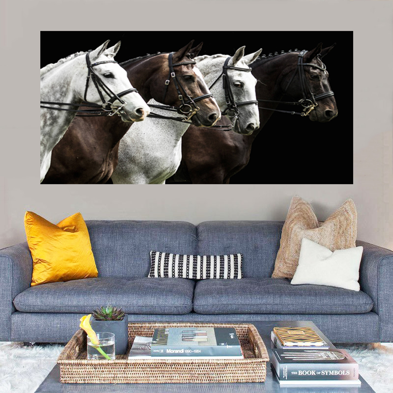 Four Horses Modern Art Paintings Wall Decorative Pictures For Living Room Canvas Prints Posters Animal Art Big Size