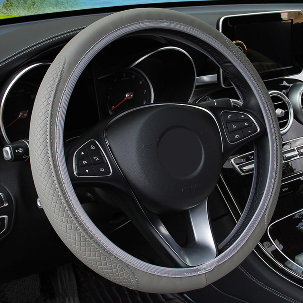 antislip pu microfiber universal embossing leather auto steering wheel cover car steering wheel cover interior accessories