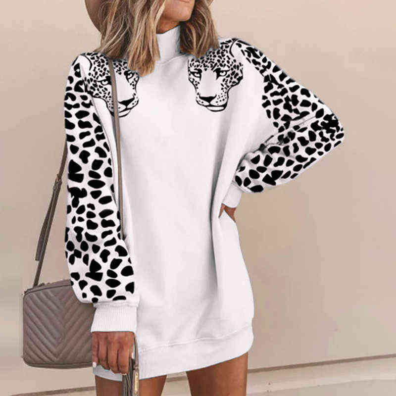 Leopard Print Women's Long Sleeve Patchwork Sweatshirts Women Pullover Spring Autumn Streetwear Sweatshirt Female Autumn 211108