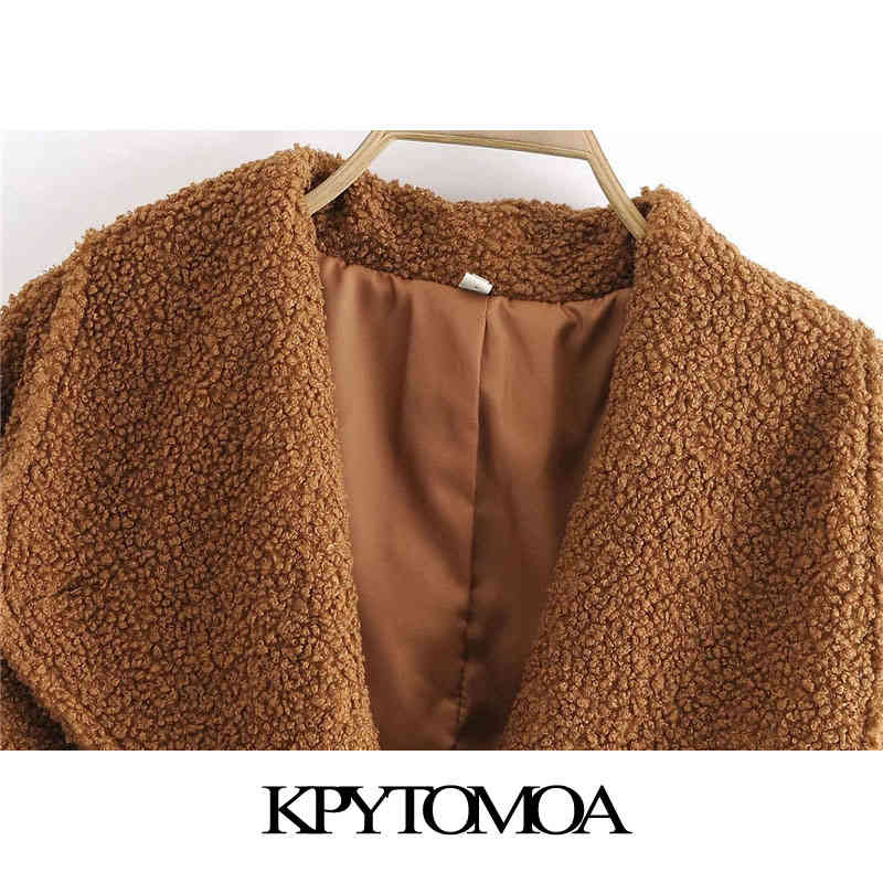 Women Fashion Faux Fur Loose Cozy Jacket Coat Vintage Long Sleeve Elastic Hem Female Outerwear Chic Teddy Overcoat 210416