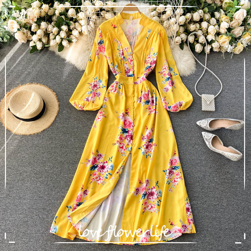 LoveFlowerLife Spring Bohemian Vacation Beach Long Dress Women Retro Print Elegant Fashion Puff Sleeve A-line Party Dresses 210521, Yellow
LoveFlowerLife Spring Bohemian Vacation Beach Long Dress Women Retro Print Elegant Fashion Puff Sleeve A-line Party Dresses 210521, Yellow
