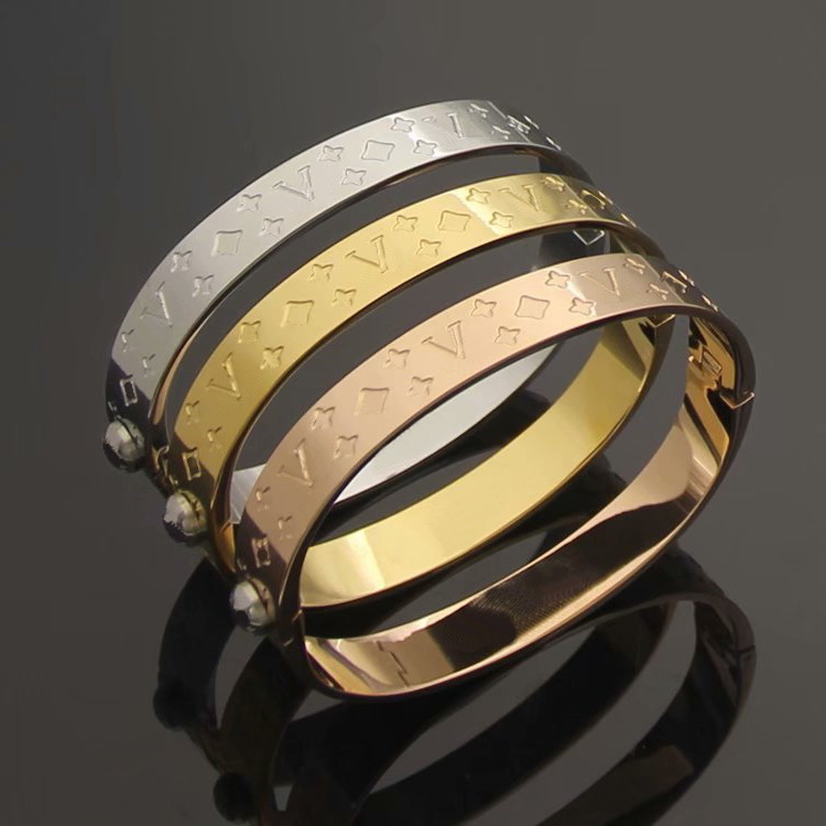 Europe America Fashion Style Lady Women Titanium steel Engraved Initials Flower Single Rivet Nanogram Cuff Bangle Bracelet M00252, Black
Europe America Fashion Style Lady Women Titanium steel Engraved Initials Flower Single Rivet Nanogram Cuff Bangle Bracelet M00252, Black