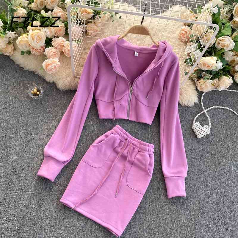 Spring Autumn Tracksuit Sportsuits Clothes Fashion Hooded Short Jacket Mini Skirts Outfits Ladies Casual Two Piece Sets 210602, Light purple
Spring Autumn Tracksuit Sportsuits Clothes Fashion Hooded Short Jacket Mini Skirts Outfits Ladies Casual Two Piece Sets 210602, Light purple