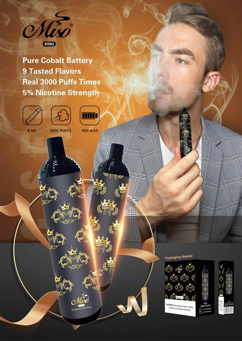 Original Miso King E cigarette Disposable Vape Pod Kit 400Mah battery 3000 Puffs 8ml device With usb charge Cartridge Vapes Stick Pen VS Bang Switch Duo Puff xxl max
Original Miso King E cigarette Disposable Vape Pod Kit 400Mah battery 3000 Puffs 8ml device With usb charge Cartridge Vapes Stick Pen VS Bang Switch Duo Puff xxl max