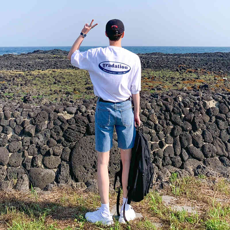 IEFB Summer Fashion White T-shirt Boys Loose Korean Fashion Half Sleeve Short Sleeve Men's Cotton Tee Tops Men's Clothing 9Y7179 210524