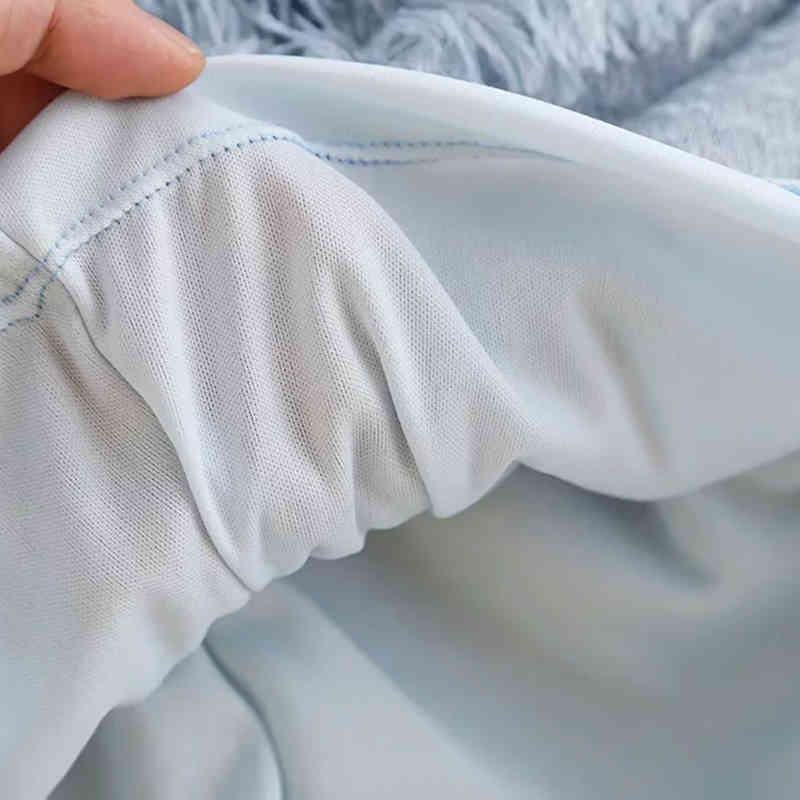 Women Fashion Feathers Decoration Blue Mini Skirts Summer High Waist Streetwear Chic A-line Skirt faldas mujer moda 210421