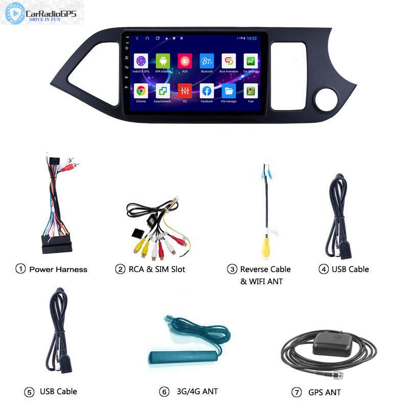 Car DVD Radio Head Unit Player For KIA PICANTO 2011-2014 RHD Audio GPS Navigation Stereo wifi 2.5D IPS Screen Double din Android 10.0