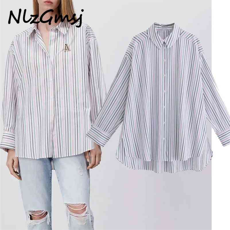 Blouse Women Striped Shirt Long Sleeve Asymmetric Roomy Spring Woman Side Vents Button Up Vintage Top 03 210628, As picture
Blouse Women Striped Shirt Long Sleeve Asymmetric Roomy Spring Woman Side Vents Button Up Vintage Top 03 210628, As picture