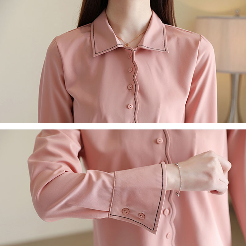 Korean Fashion Clothing Spring Chiffon Women Tops And Blouses Blusas Mujer Solid Pink Ladies Shirts Female Elegant 8274 50 210415