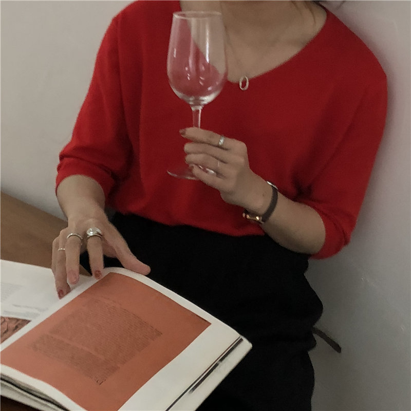 Minimalist Casual Half-Sleeved Fashion Tee Chic Vintage Summer Women Solid Loose All-Match Knitted T-shirt 7 Colors 210421