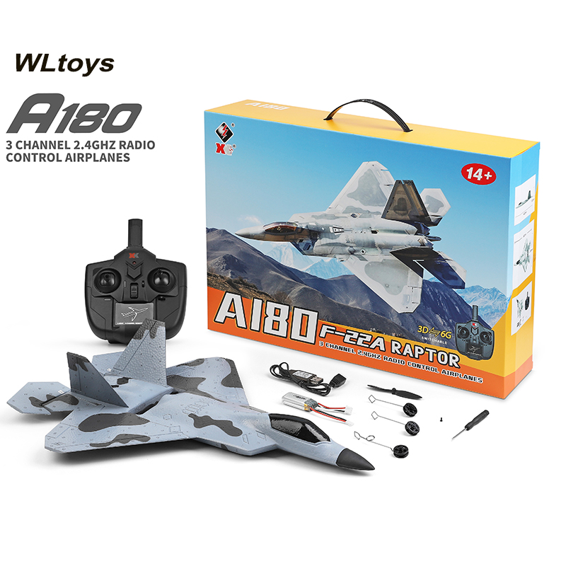 XK A180 RC Airplane 2.4GHz 3 Channel 6-Axis Gyro F22 Raptor RC Plane Glider Throwing Wingspan Foam Planes Fixed Wing RTF, Official standard
XK A180 RC Airplane 2.4GHz 3 Channel 6-Axis Gyro F22 Raptor RC Plane Glider Throwing Wingspan Foam Planes Fixed Wing RTF, Official standard