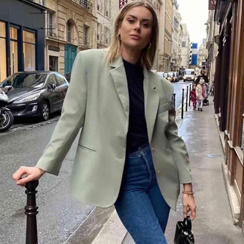 Foridol women casual blazer jacket women long sleeve autumn winter office lady blazer jacket coat oversize outfit 210415