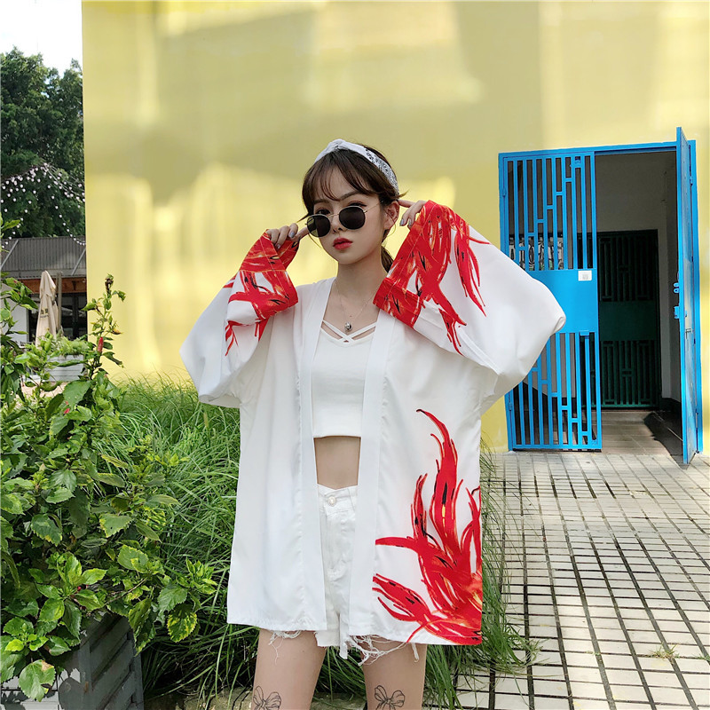 Womens Tops and Blouses Harajuku Japanese Streetwear Outfit Kimono Cardigan Female Yukata Blouse Vintage Blusas 210519