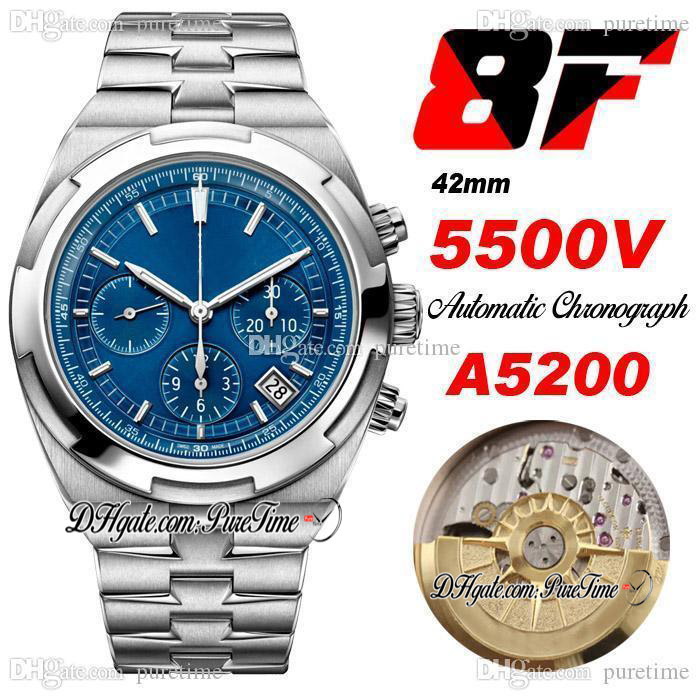 8F Overseas 5500V A5200 Automatic Chronograph Mens Watch Blue Dial Stick Markers Stainless Steel Bracelet Super Edition Watches 3 Styles Puretime A1, Customer-defined waterproof service
8F Overseas 5500V A5200 Automatic Chronograph Mens Watch Blue Dial Stick Markers Stainless Steel Bracelet Super Edition Watches 3 Styles Puretime A1, Customer-defined waterproof service