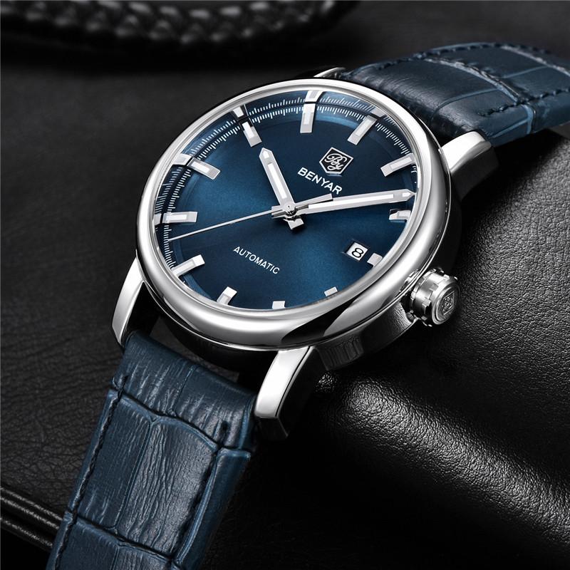Benyar Top 5144 Men Watch Automatic Mechanical Male Sport ClockMilitary Army Genuine Leather Casual Man Wristwatch Wristwatches, By514406 without box