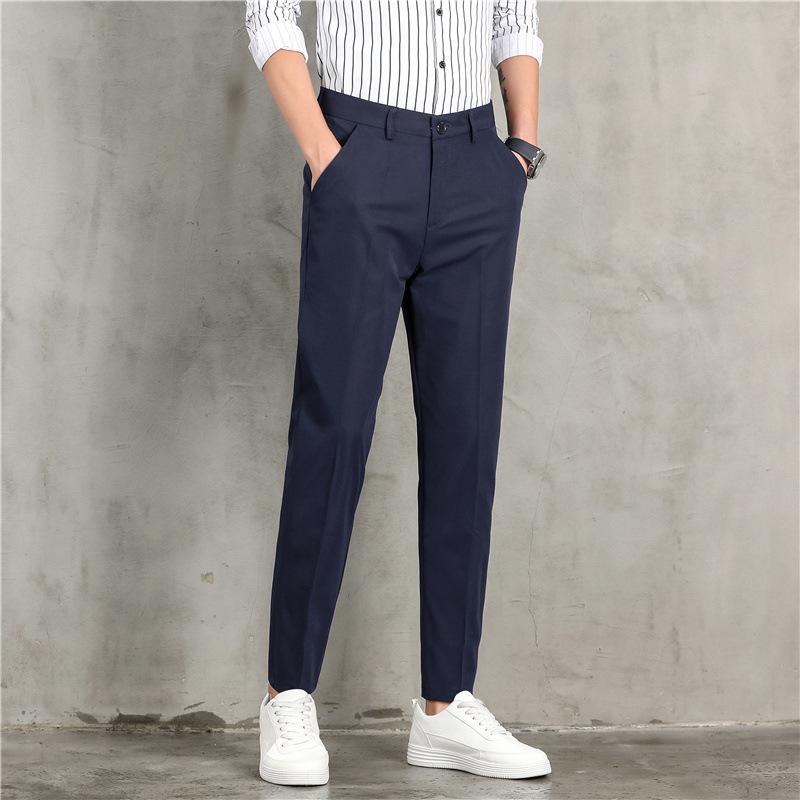 Men's Loose Color Block Pathcowrk High Waist Slim Casual Suit Pants Black Gray Wide Leg Front Folded Trouser Male