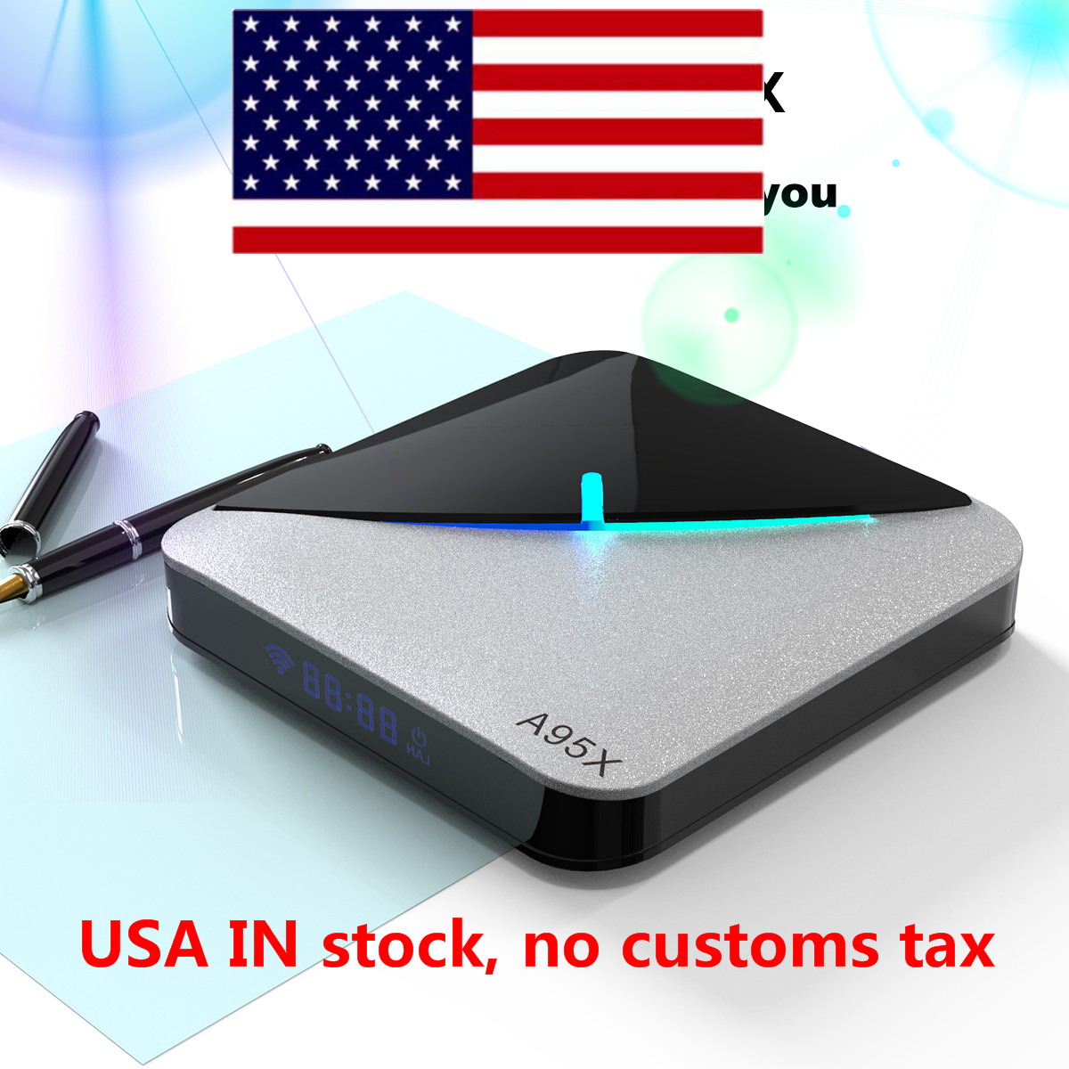 Ship from usa warehouse A95X F3 TV Box Air 8K RGB Light Android 9 Amlogic S905X3 4GB 32GB Wifi 5Ghz Youtube Media player vs X96 MAX Plus