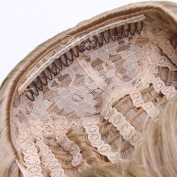 Curly Hair Women Ladies 3/4 Half Wig Premium virgin 613 blonde Wigs with Secured Mesh Head Cap