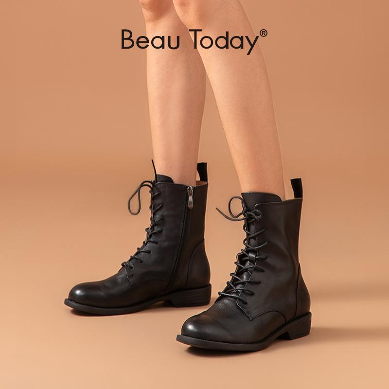Boots BeauToday Ankle Women Genuine Cow Leather Waxing Round Toe Lace Up Zip Fashion Motorcycle Female Shoes Handmade 02031, Black
Boots BeauToday Ankle Women Genuine Cow Leather Waxing Round Toe Lace Up Zip Fashion Motorcycle Female Shoes Handmade 02031, Black