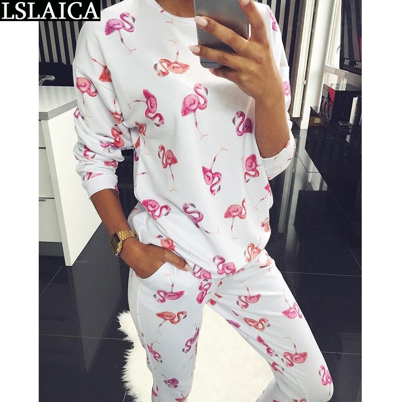 2 piece set women long sleeve tops&long pants flamingo print two outfits sport simple casual 210520, White
2 piece set women long sleeve tops&long pants flamingo print two outfits sport simple casual 210520, White