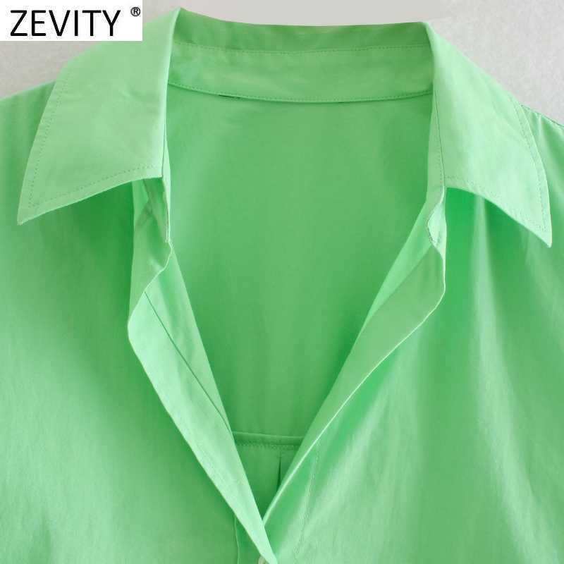 Zevity Women Simply Candy Color Irregular Hem Business Shirt Femme Long Sleeve Poplin Blouse Roupas Chic Blusas Tops LS9414 210603