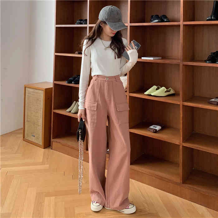 Nomikuma Causal Safari Style Women Pants Korean High Waist Long Trousers Autumn Pockets Wide Leg Pants Feminimos 6C620 210427