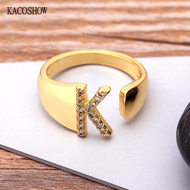 Wedding Rings KACOSHOW Chunky Wide Hollow A-Z Letter Gold Color Adjustable Opening Ring Initials Name Alphabet Female Party Jewelry, Slivery;golden 
Wedding Rings KACOSHOW Chunky Wide Hollow A-Z Letter Gold Color Adjustable Opening Ring Initials Name Alphabet Female Party Jewelry, Slivery;golden