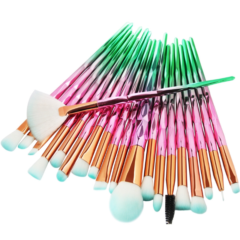Makeup Brushes Set 20pcs Diamond Fan Powder Foundation Brush Blending Eyeshadow Lip Cosmetic Eye Make Up tool kit