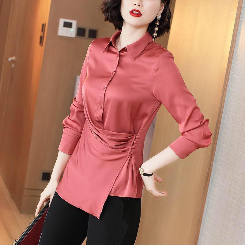 Spring Fall Fashion Office Ladies Women Irregular Pleated Full Sleeve Imitation Silk Blouse Top Shirt , Tops Blouses For Women's & Shirts, As pic
Spring Fall Fashion Office Ladies Women Irregular Pleated Full Sleeve Imitation Silk Blouse Top Shirt , Tops Blouses For Women's & Shirts, As pic