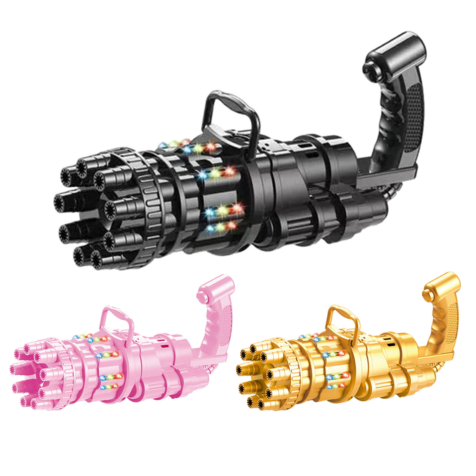 New Automatic Gatling Bubble Gun Toys Summer Soap Water Bubble Machine 2-in-1 Electric Bubble Blower Shooter With Light & Music