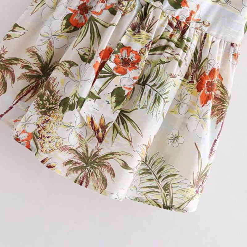 Summer style women leaf printing bowknot backless sling T-shirt fashion ruffled hem sexy short tank tops feminina camiseta T891 210430Z