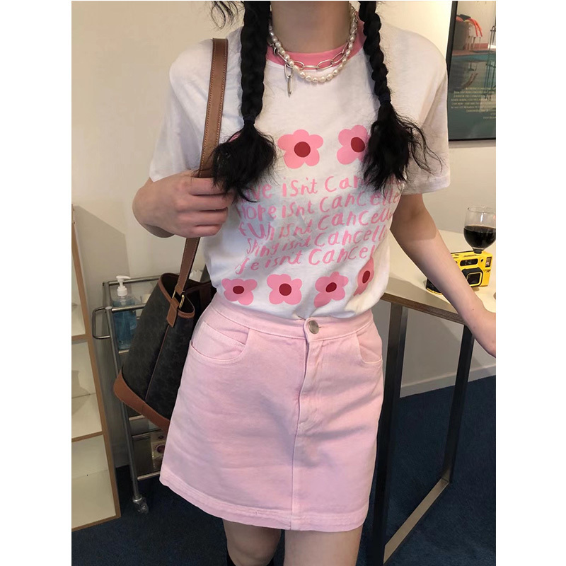 Women's T-Shirt 100% Cotton Flower Print Women T-shirts Summer Round Neck Short Sleeve Loose Tops Sweet Girls Casual Letter Tee 20, Pink
Women's T-Shirt 100% Cotton Flower Print Women T-shirts Summer Round Neck Short Sleeve Loose Tops Sweet Girls Casual Letter Tee 20, Pink